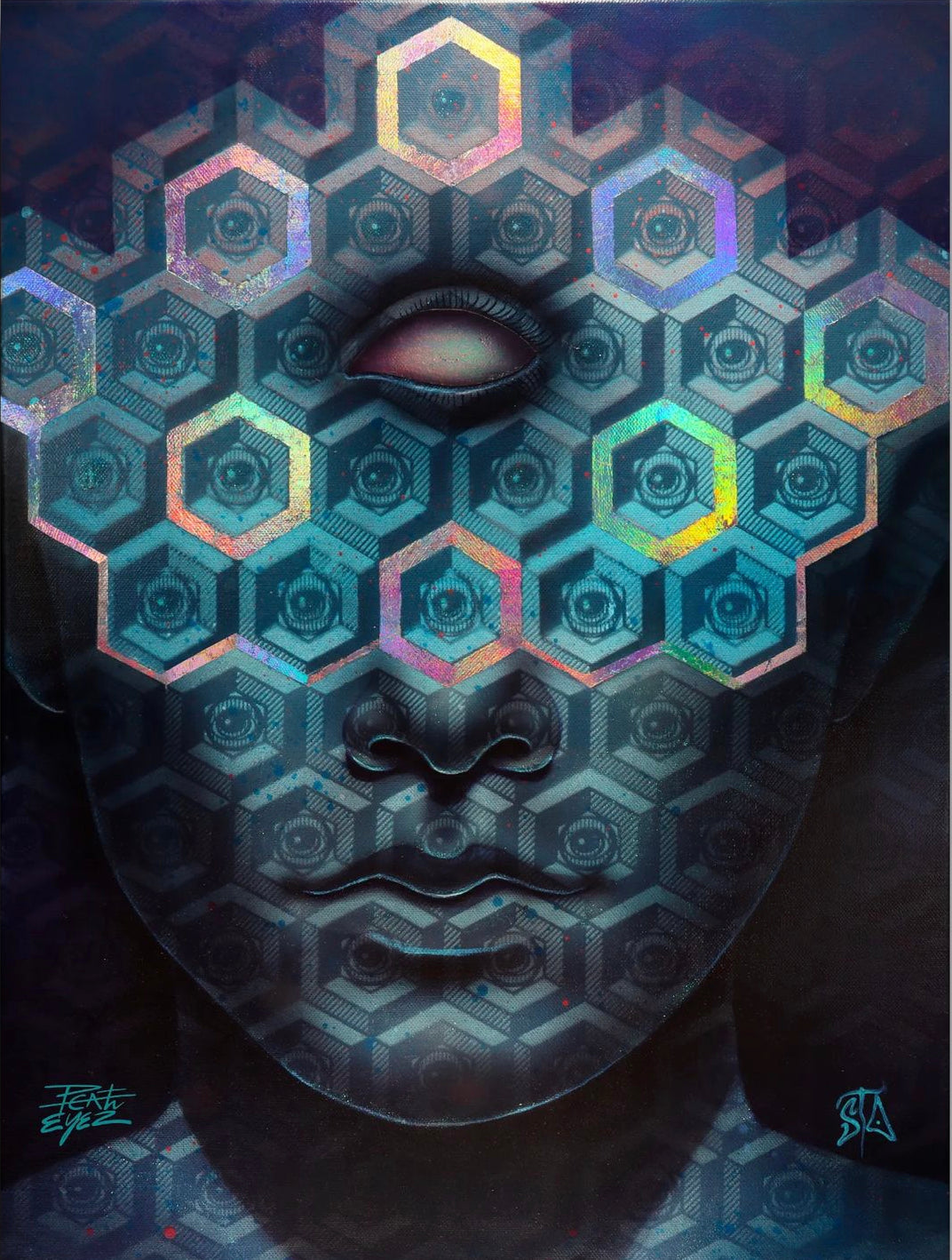 Steven Castillo “3rd Eye Oracle” - @EYEZ C👁LLAB👁RATE Painting