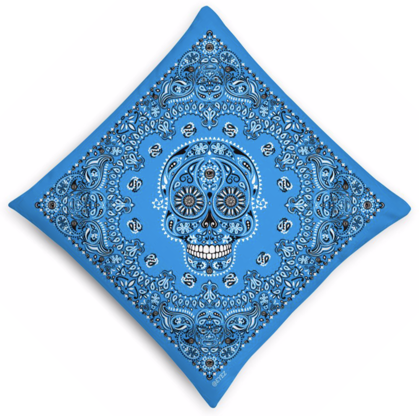Eyez Day of Dead Bandana Pillow - Blue